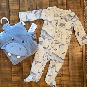 Carter’s towel and onesie bundle